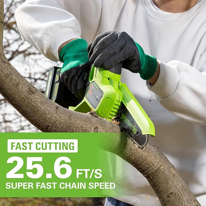 Greenworks 24V 6” Mini Chainsaw Cordless, Handheld Electric Power Chain Saw Tool Only, for Tree Trimming Wood Cutting, Best Gifts for Father, Dad, Husband, Men