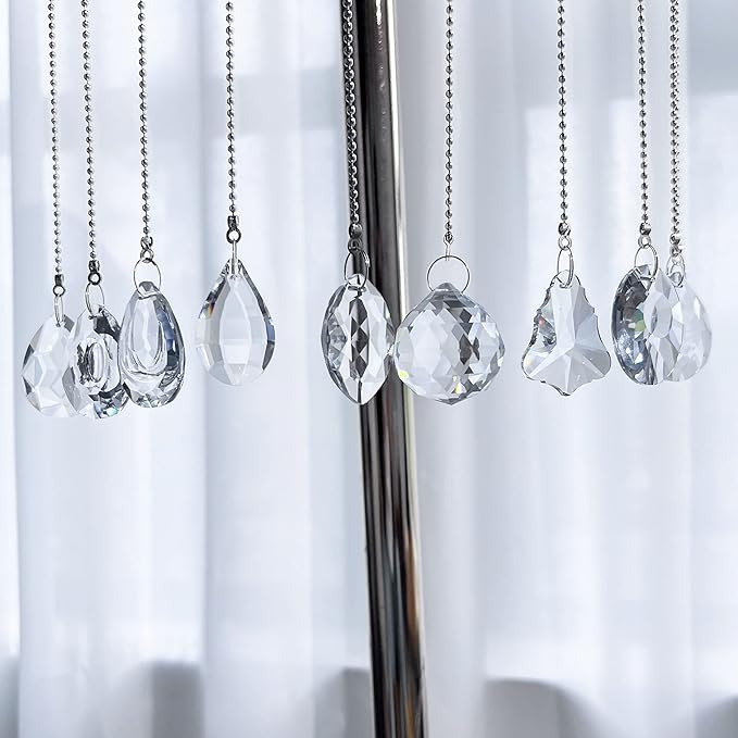 kanpura Pack of 10 Clear Crystal Suncatcher Chandelier Lamp Lighting Drops Pendants,Hanging Glass Ball Prisms Window Home Decor