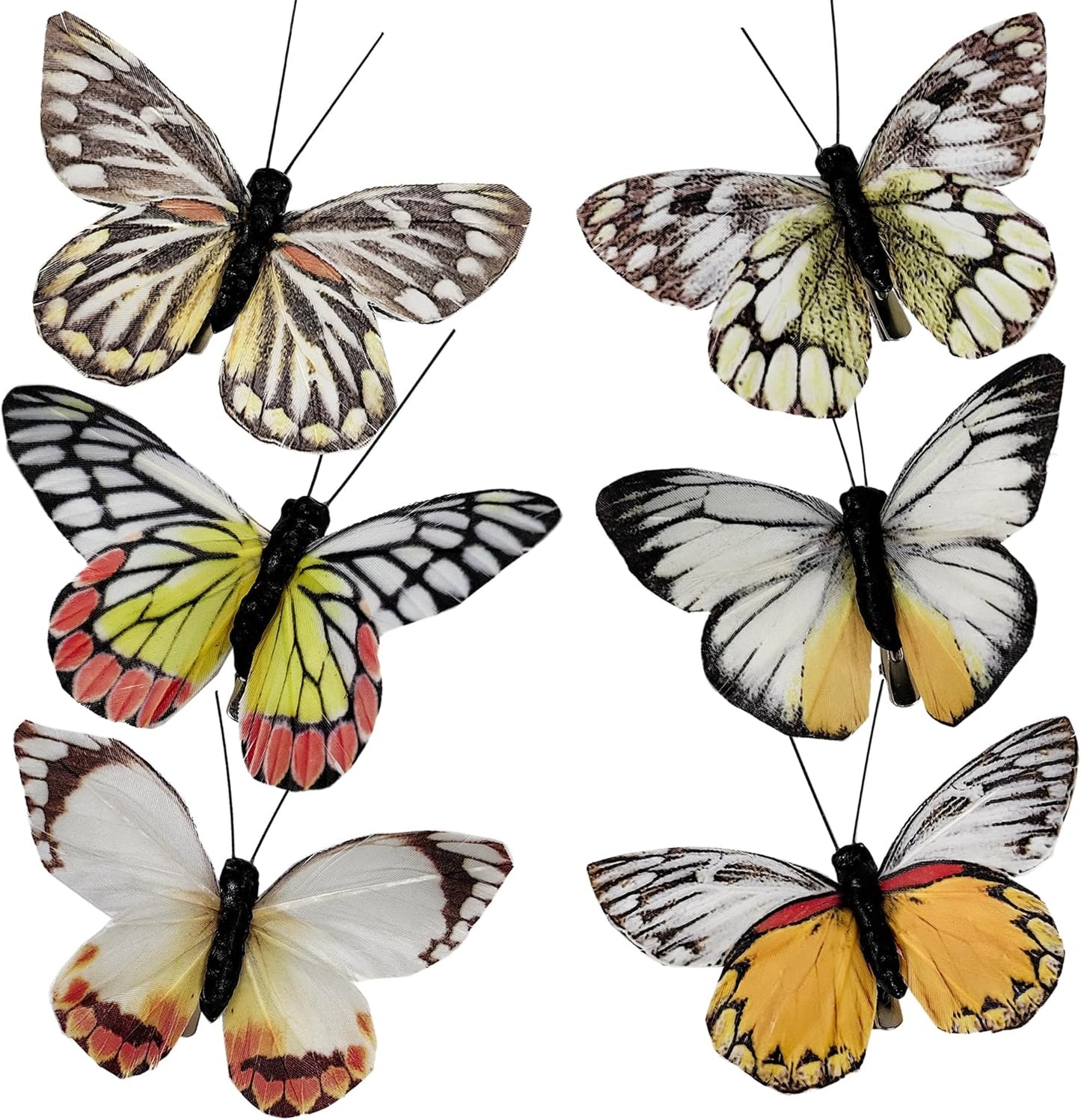 Cartanfill- Artificial Feather Simulation Butterfly Party Decoration Set, a Set of 12 Pieces with Clips, Used for Home Decoration in 12 Colors.… (D Clip)