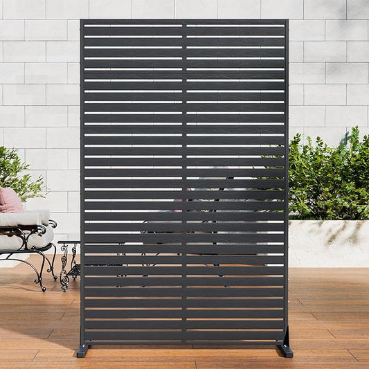 Privacy Screen Outdoor Freestanding Fence Panel, 72" H×47" W HDPE Decorative Screen Panel with Stand & 6 Panel, Air Conditioner Fence, Privacy Panels for Patio, Balcony, Garden, Backyard