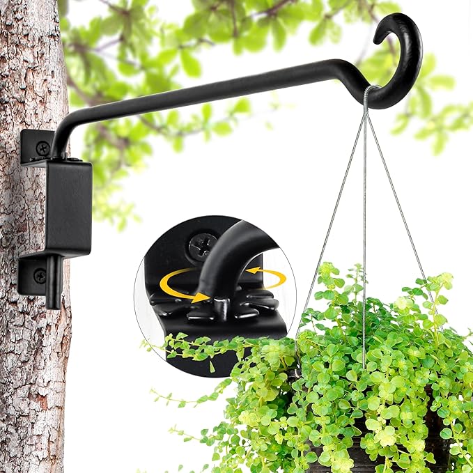 Qiang Ni Swivel Plant Hanger Bracket: Bird Feeder Hanger for Outdoor Wall Mount (12 - B, 12 Inch)