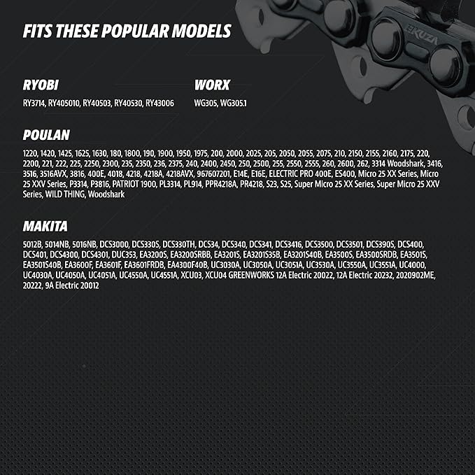 14 Inch Chainsaw Chain 3/8" LP Pitch, 050" Gauge, 52 Drive Links, German Steel, fits Husqvarna 120i, 135, Echo CS-310, Ryobi RY3714, Makita XCU11Z, EGO, WORX, POULAN and more