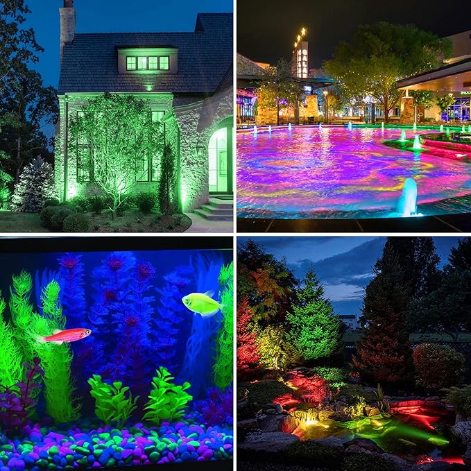 T-SUN LED Pond Light, 5 Head Lamps Submersible LED Pond Lights Color Changing Garden Pond Light with Remote Control, RGB Fish Tank Lights Fountain Spotlight for Garden, Pool, Aquarium Tank(5 Headlamp)