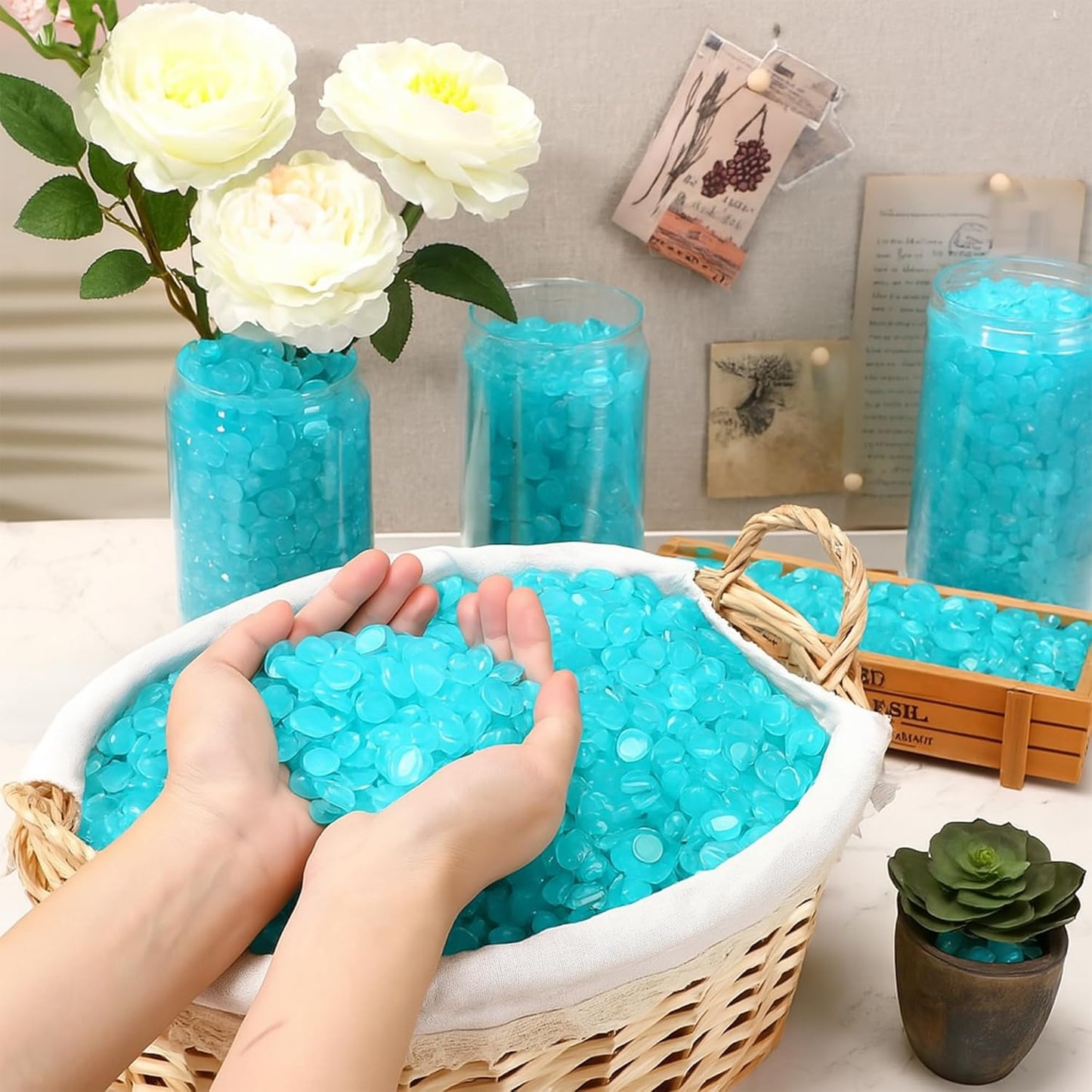 12000 PCS Glow in The Dark Rocks – Plastic Resin Glow Rocks for Landscaping, Garden Pebbles & Stones for Aquarium and Outdoor Decor(White)