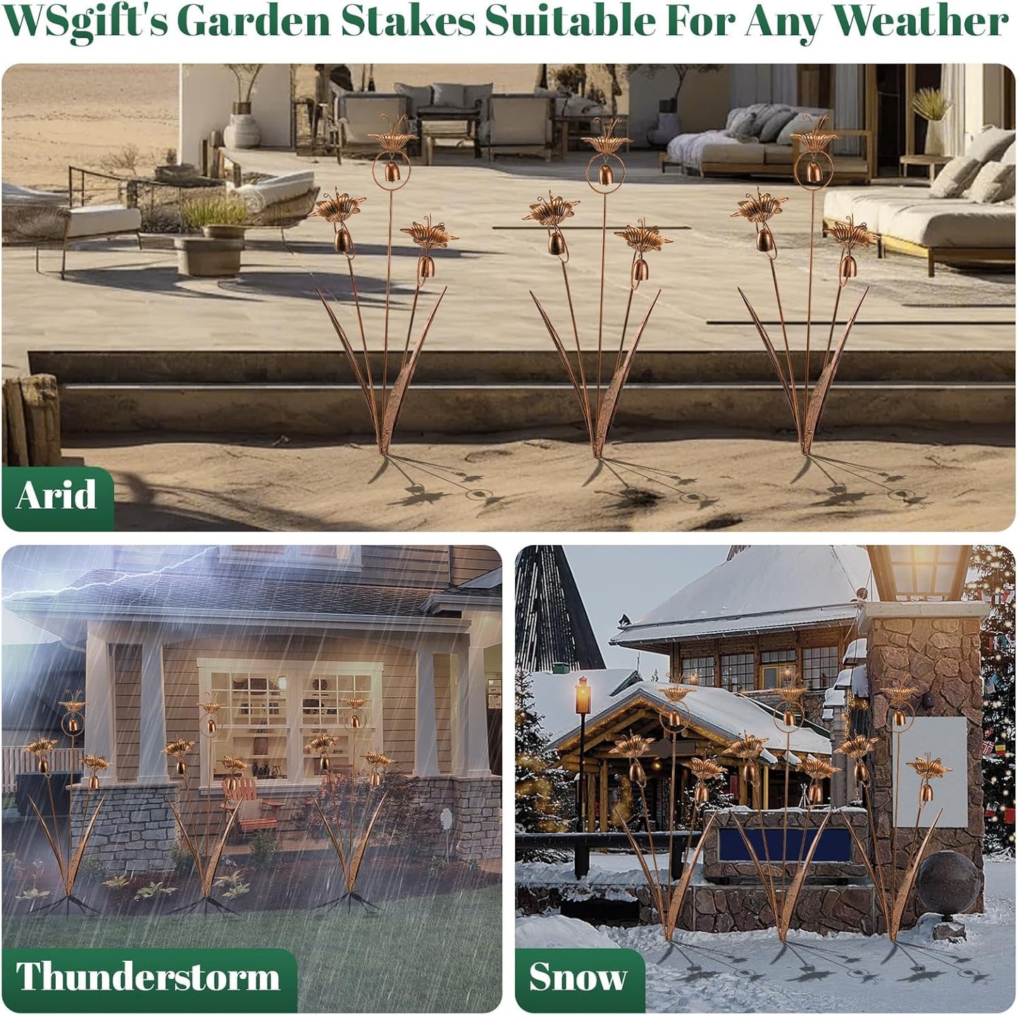 Metal Calla Lilies Flowers with Bells for Outside Yard Art Bronze Wind Chime