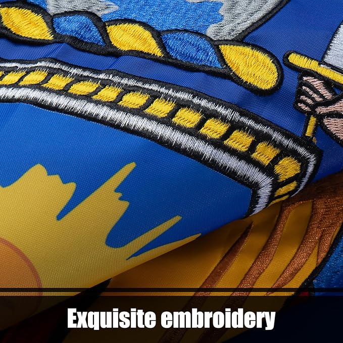 TOPFLAGS New York State Flag 4x6 Outdoor NY Flags Double Sided Embroidered Longest Lasting Heavy Duty Polyester Stronger Brass Grommets 4 Stitched Hemming Perfect for Outside