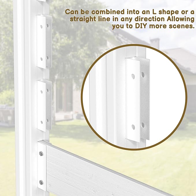 MUPATER 5ft × 3.3ft Wooden Privacy Screen,Easy No-Dig Installation,Two Setup Methods,Aluminum Post,Outdoor Use on Hard Surfaces&Soil,Ideal for Hiding Trash Cans,Air Conditioner Fencing,White(1 Panel)