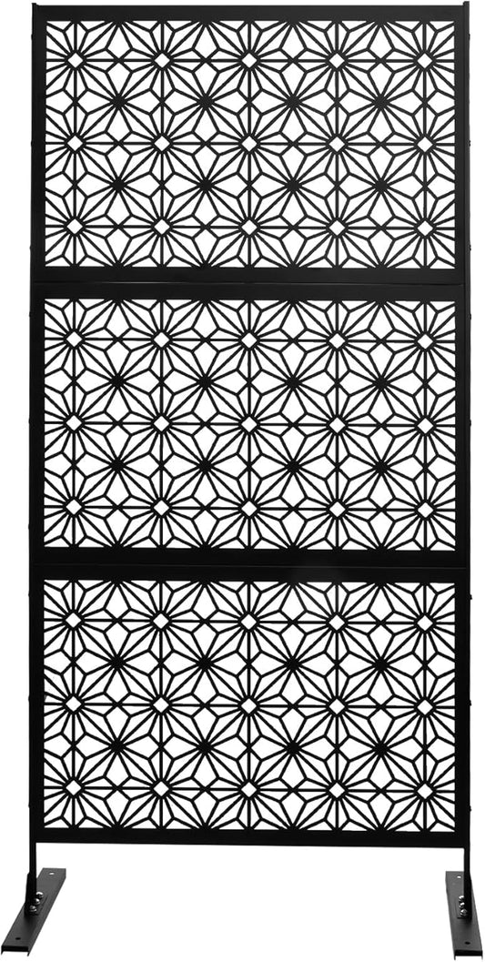 6.5FT Outdoor Metal Privacy Screen, Outdoor Privacy Panels, Freestanding Privacys Fence with Sturdy Stands, Durable Steel for Patio for Courtyard, Balcony, Garden and Other Indoor Places