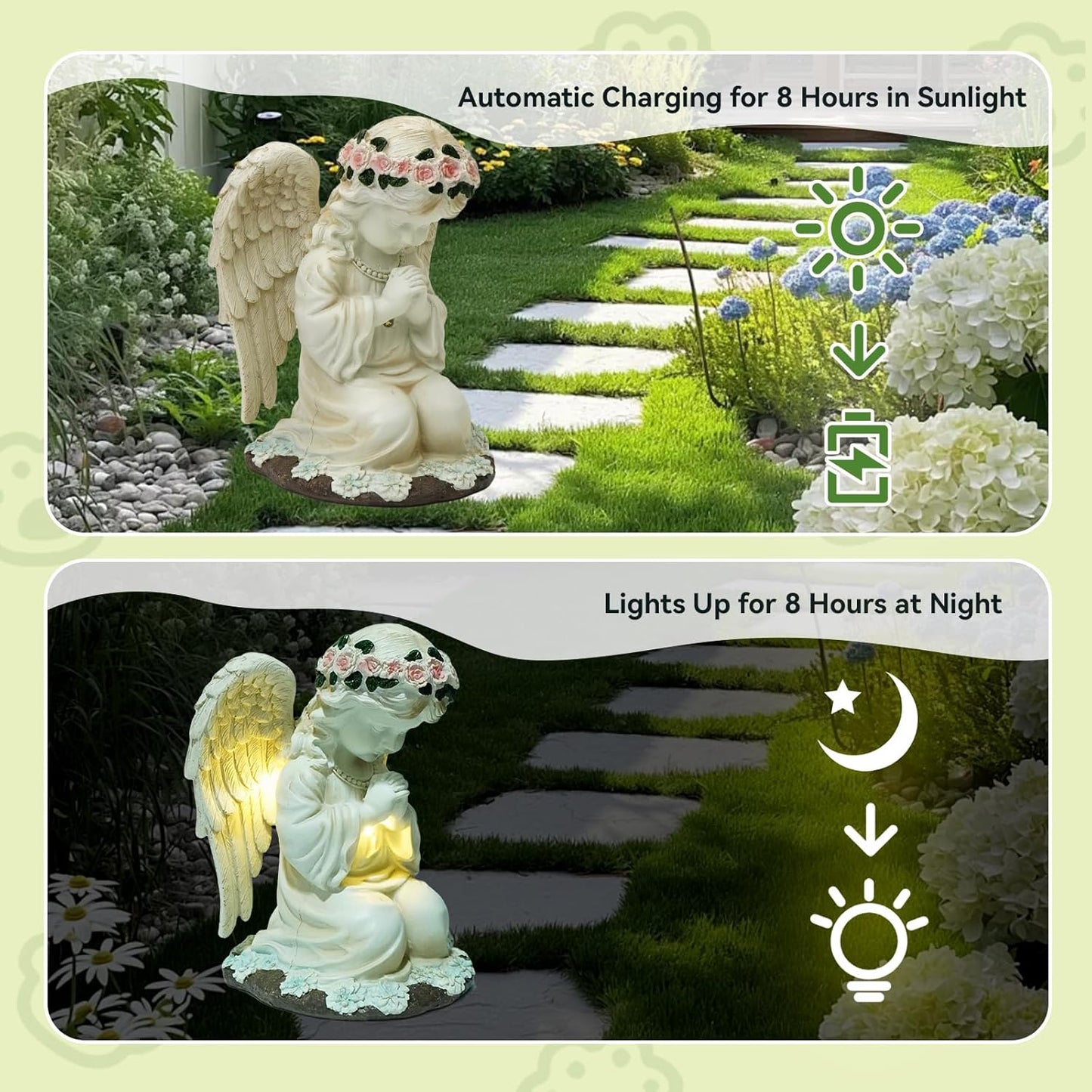 Solar Angel Garden Statues with LED Lights, Outdoor Decor for Patio Yard Balcony - Unique Housewarming Birthday Gifts for Women Mom Grandma