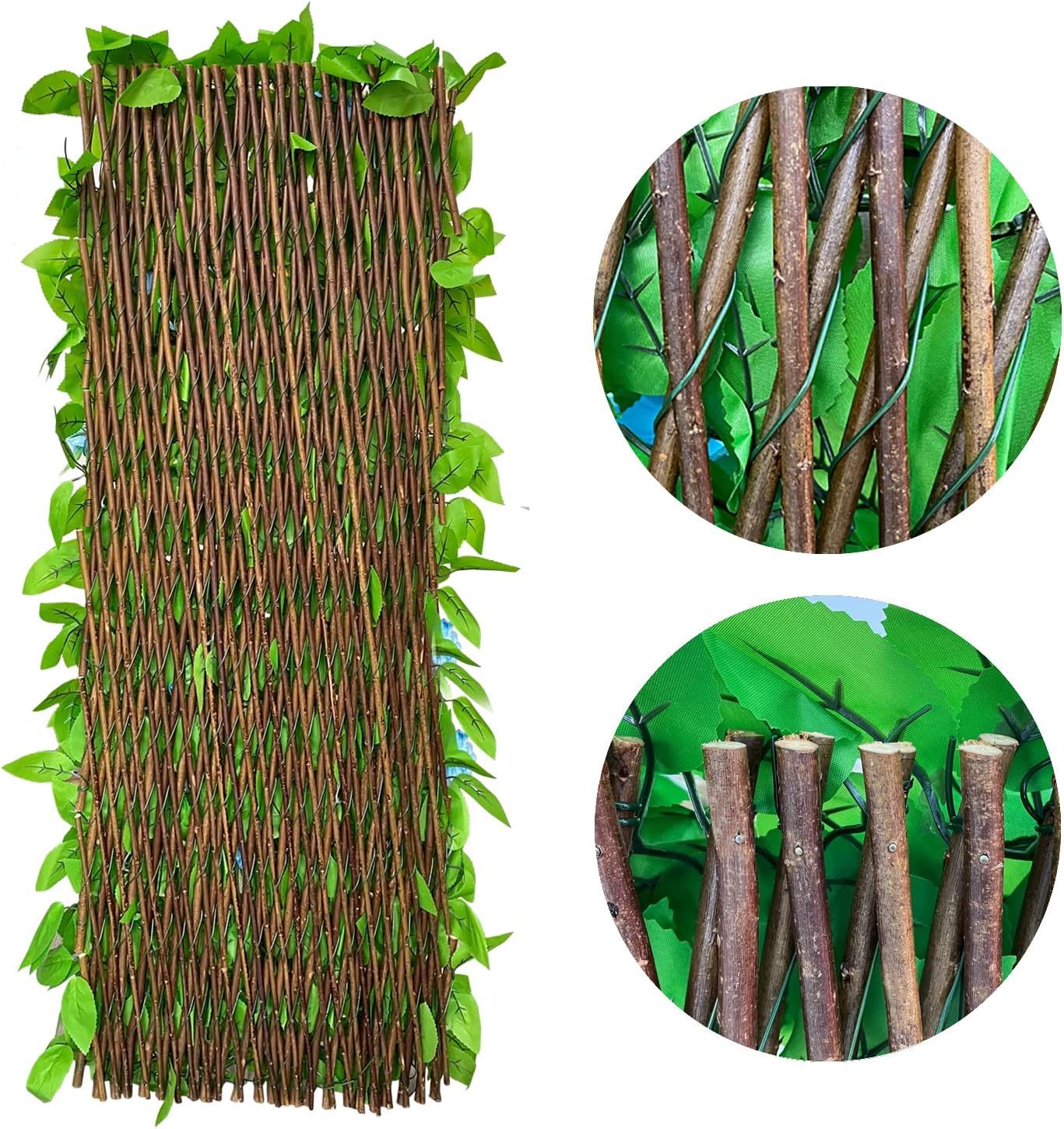 Expandable Fence Privacy Screen for Balcony Patio Outdoor,Decorative Faux Ivy Fencing Panel,Artificial Hedges (Single Sided Leaves) (1, Yellow Flowers)