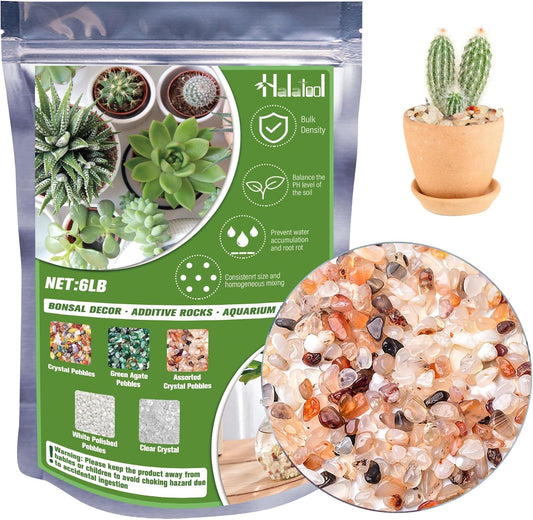 Halatool Crystal Pebbles 6 LB Bulk Bag 0.27"-0.79" Natural Landscaping Pebbles Aquarium Gravel Decorative Polished Stone Suitable for Plants Home Decoration DIY Handmade Fish Tanks Vase Filler
