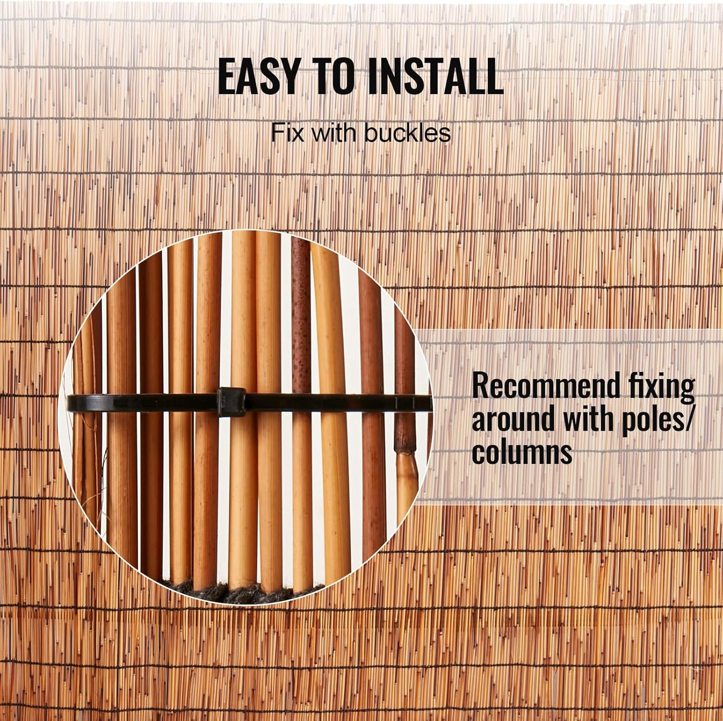 VEVOR Natural Reed Fencing, 4 ft x 16.4 ft, 2 Pack Reed Screen Curtain Balcony Reed Fence Roll for Outdoor Backyard Patio, Decorative Fence for Backyard Garden Fencing Divider, Privacy Panel, Brown