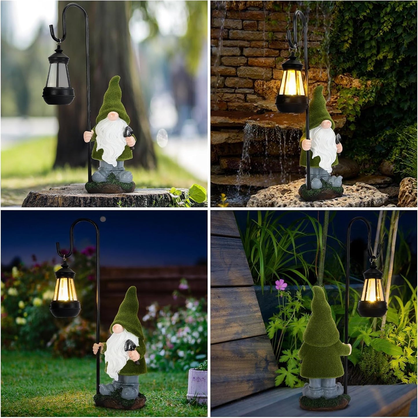 Solar Garden Gnome Decor Outdoor Statue - Gnome With LED Waterproof Sculptures Lights, Cute Gnome Pond/Yard Statues Outside Decoration, Home, Lawn, Patio, Resin Animal Ornament, Women/Gardening Gift