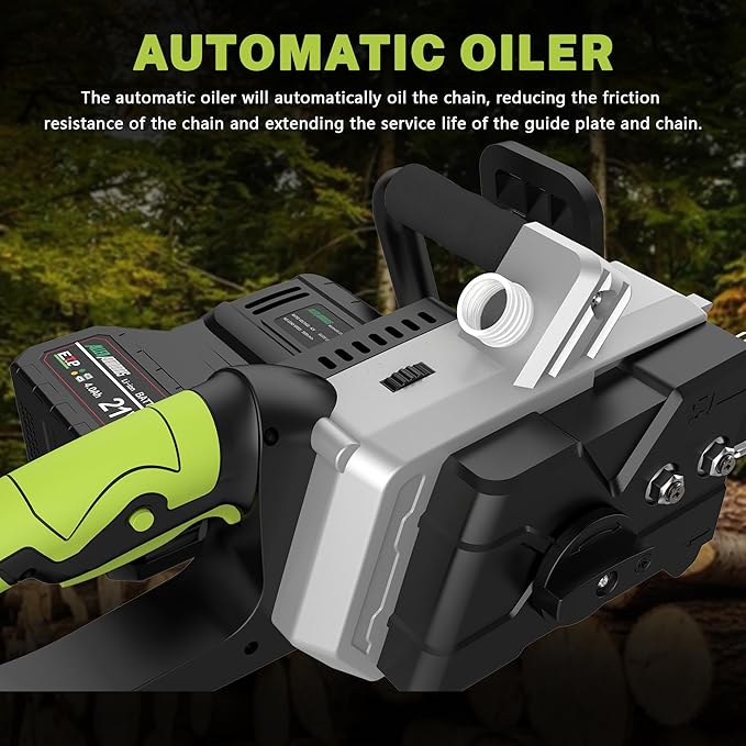 Cordless Chainsaw 16 Inch, 40V (2 x 20V MAX) Battery Powered Chain Saw, Brushless Chainsaw with Tool-free Chain Tension, Auto Oiler, 2 * 4.0Ah Battery & Fast Charger Included