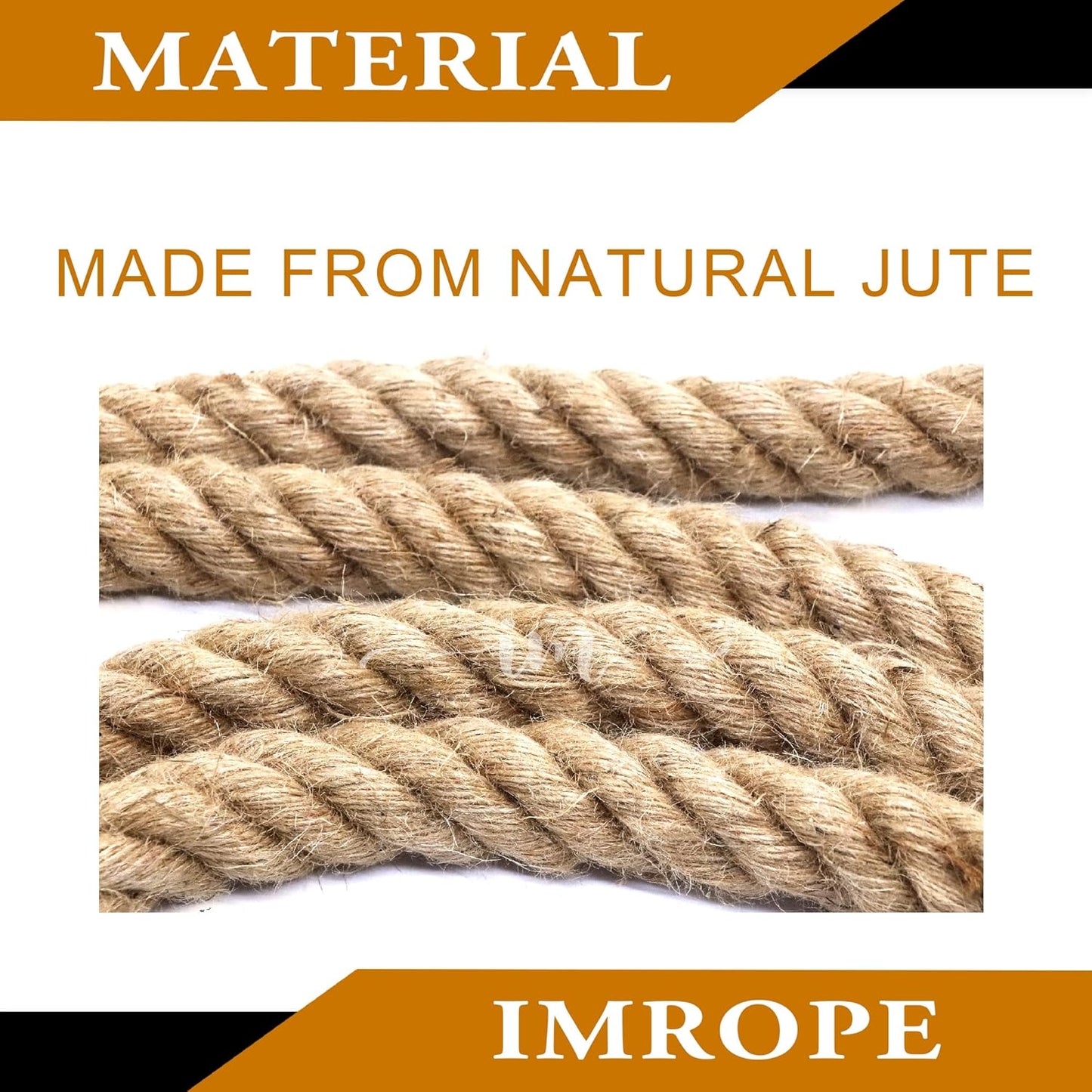 Twisted Jute Rope 3/4 Inch x 50 Ft, IMROPE Natural Jute Rope 4 Strands for DIY Arts Crafts, Garden, Home Decorating, Hammock