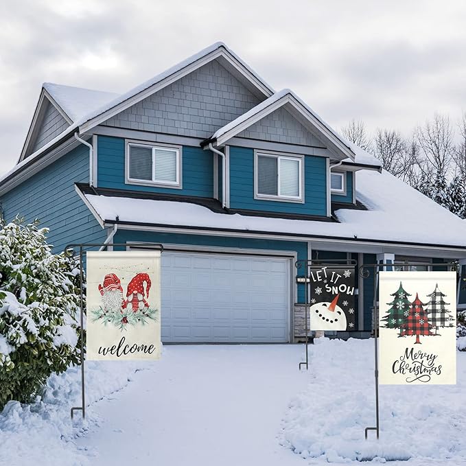 10 Pack Garden Flag Stand with Flag Stoppers and Clips, Black Powder Coated Weather Proof Garden Flag Pole Holder for Outdoor Garden Flag (Classic Style, 15.2 x 33.1 Inch)