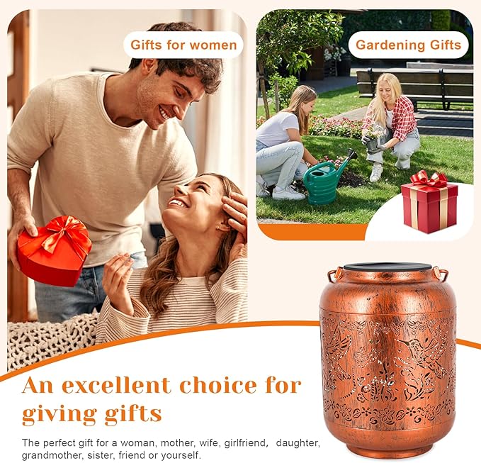 Hummingbird Solar Lanterns Outdoor Waterproof Birthday Gifts for Women Garden Decor Metal Hanging Solar Lights for Yard Hummingbird Thanksgiving Christmas Gardening Gifts for Mom Grandma
