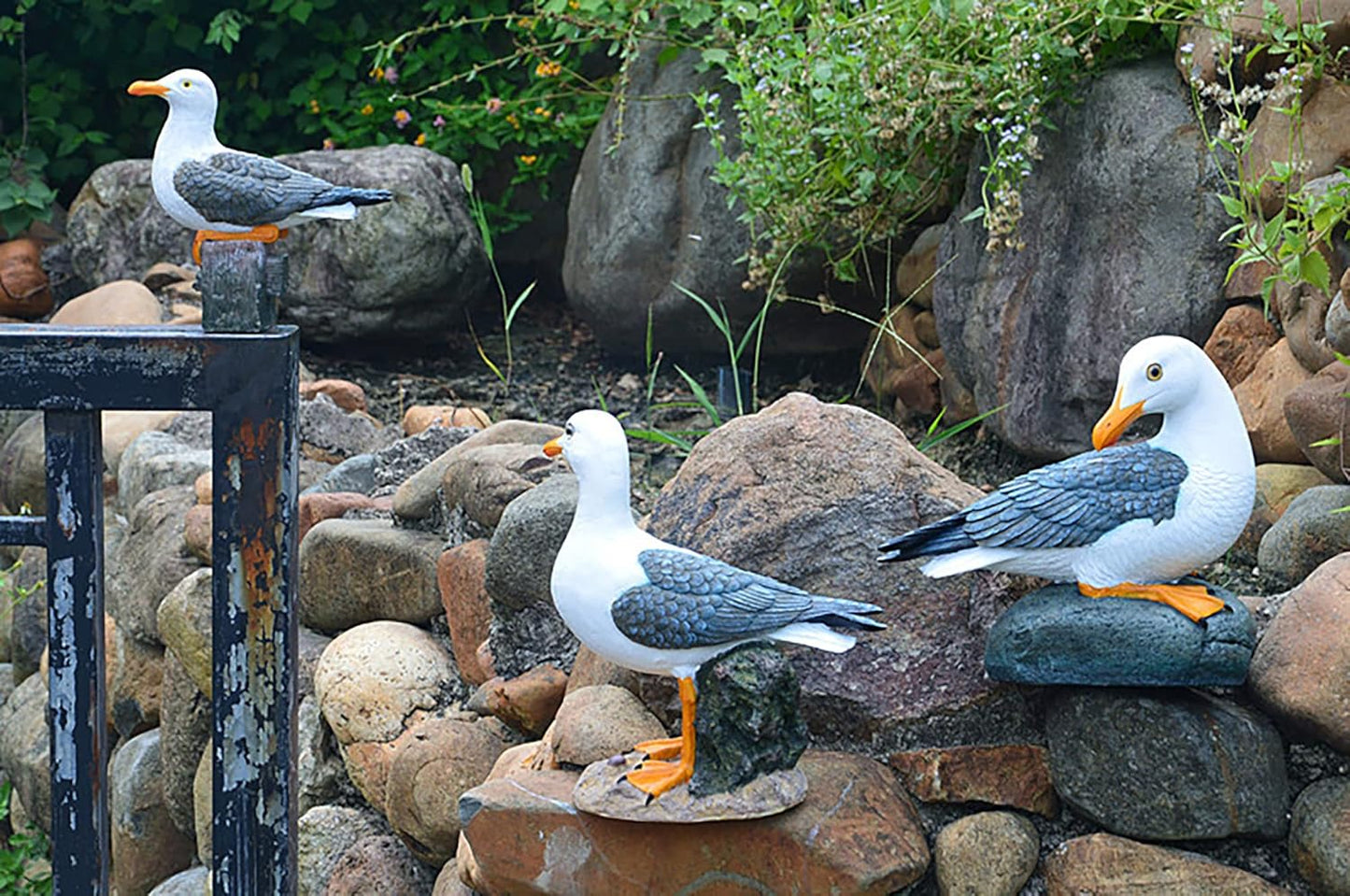 coolboy Real Seagull Figurine,Garden Bird Statue -Seagull Décor Birds Figurines Ornaments - Best Indoor Outdoor Statues Yard Art Figurines for Patio Lawn House