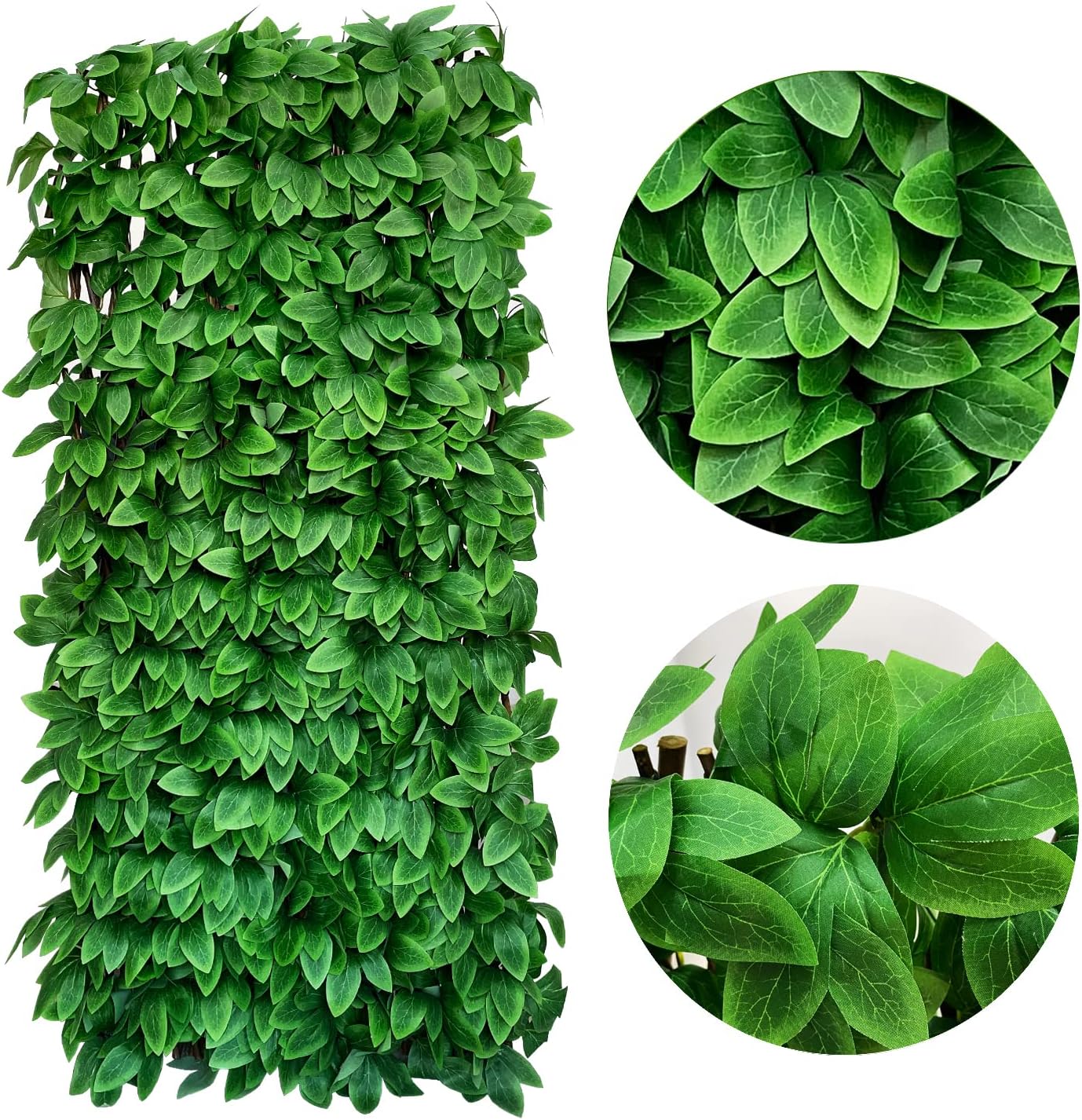 Expandable Fence Privacy Screen for Balcony Patio Outdoor,Decorative Faux Ivy Fencing Panel,Artificial Hedges (Single Sided Leaves) (4, Peony Leaf)