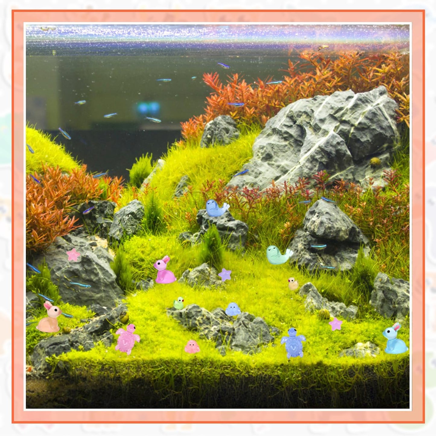 Anvin 120 pcs Mini Resin Animals Glow in The Dark Garden Miniatures Luminous Fairy Garden Figurines with Mini Ducks/Owls/Frogs/Pandas for Micro Landscape Cake Potted Plants Dollhouse Decor