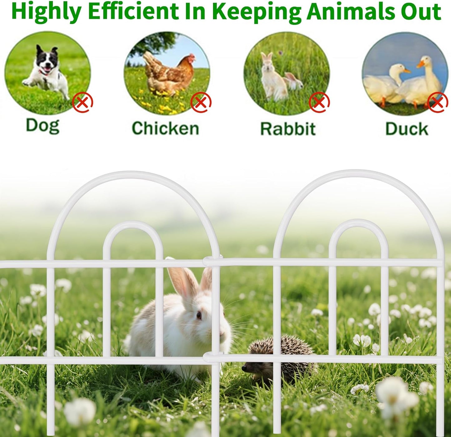 AMAGABELI GARDEN & HOME 35Panels 18in(H)×50ft(L) Decorative Garden Fences and Borders for Dogs Garden Fencing Animal Barrier No Dig Rustproof Metal Fence Panels for Flower Bed Fence White