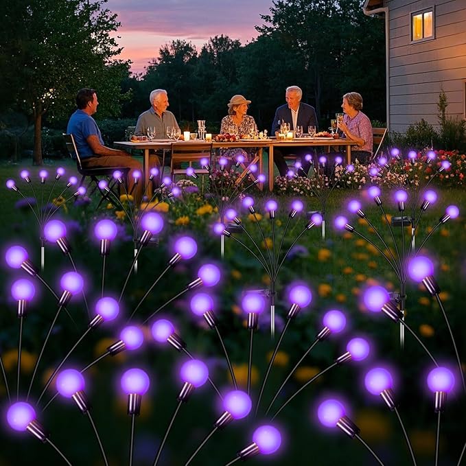Solar Garden Lights Outdoor, Waterproof Solar Powered Lights for Yard Pathway Patio, Swaying Lawn Decor as Gardening Gifts for Women Holiday (Purple, 6 Pack 36 LED)