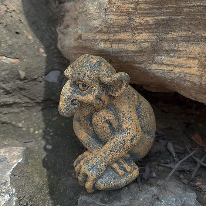 Gargoyle Sculpture Statue,Gothic Stone Decor Statue,Outdoor Patio Yard Lawn Porch Decor, Gothic Sculpture Ornament