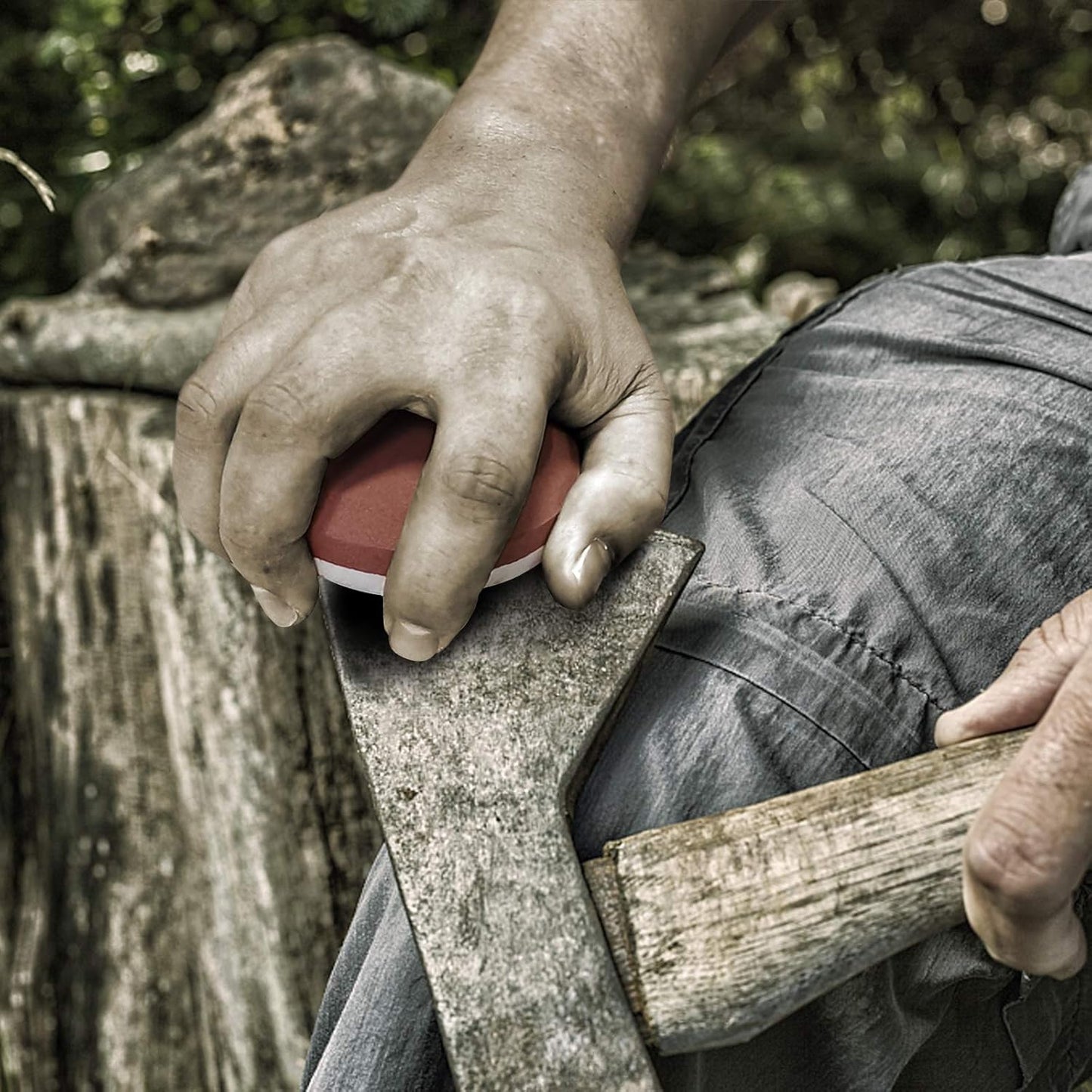 DDF IohEF Axe/Hatchet Sharpening Stone 180/320 Grit, Professional Whetstone & Tool Sharpener, Axe Sharpener with Portable Bag