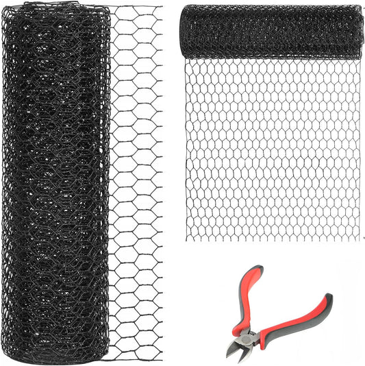 48'' x 150' Black Chicken Wire Mesh Fence, 20 Gauge Galvanized Poultry Netting and 1 inch Garden Mesh Fence Roll, Chicken Wire for Floral Arrangements/Crafts/Farm/Livestock/Pet Protection