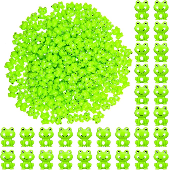 200 Pcs Mini Frog Garden Decor Green Frog Figurines Tiny Frogs Bulk Plastic Frogs Little Frogs for Fairy Moss Landscape DIY Craft Accessories Home Ornament Dollhouse (Classic Style)