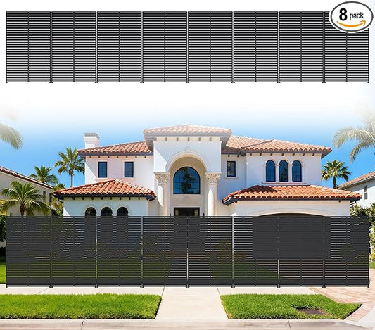 Privacy Screen Outdoor Freestanding Fence Panel, 72" H×47" W HDPE Decorative Screen Panel with Stand & 6 Panel, Air Conditioner Fence, Privacy Panels for Patio, Balcony, Garden, Backyard