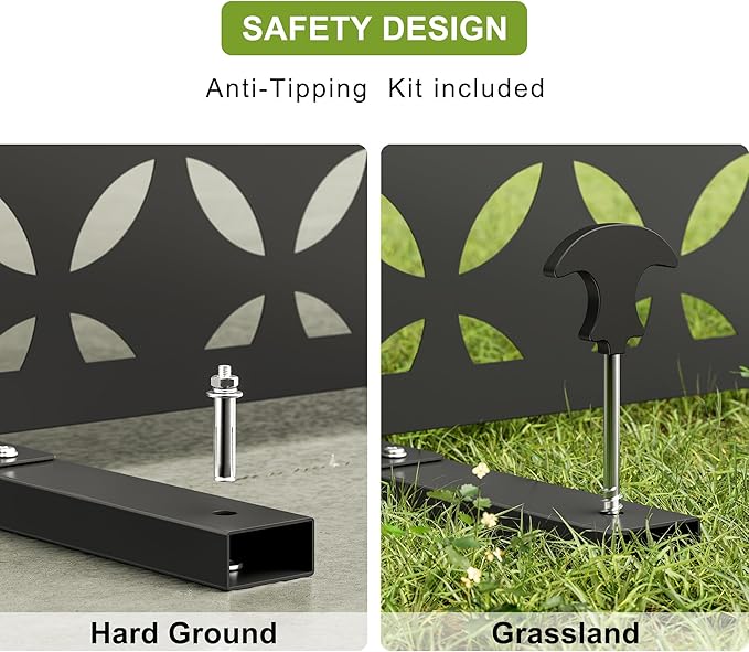 Heavy-Duty Outdoor Privacy Screen for Patio, Balcony, Backyard - 72" H * 44" W Tall Metal Room Divider with Classic Clover Pattern, Anti-Tipping Kit, Weather Resistant, Easy Assembly