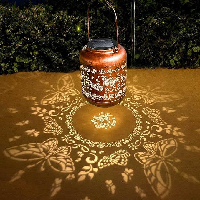 Christmas Gifts for Women Butterfly Solar Lanterns Outdoor Waterproof Metal Hanging Solar Lights for Yard Garden Decor Butterfly Birthday Thanksgiving Gardening Gifts for Mom Grandma