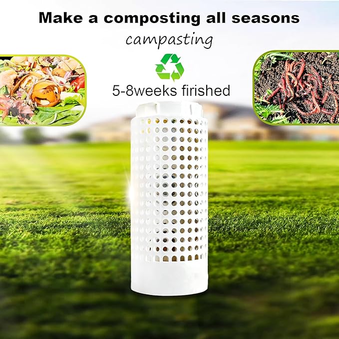 In-Ground Worm Farm Compost Bin with Holes and lid, mini Garden vermicomposting bin for composting Kitchen Food Waste, Suitable for Gardening and Vegetable Patches