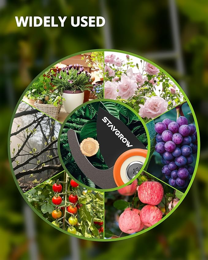 Pruning Shears, Garden Shears - 6.9" Garden Clippers, Gardening Scissors with Rust Resistant SK5 Stainless Steel Blade, Cuts 3X Easier, Weak Hand Arthritis Pruners for Gardening - Orange