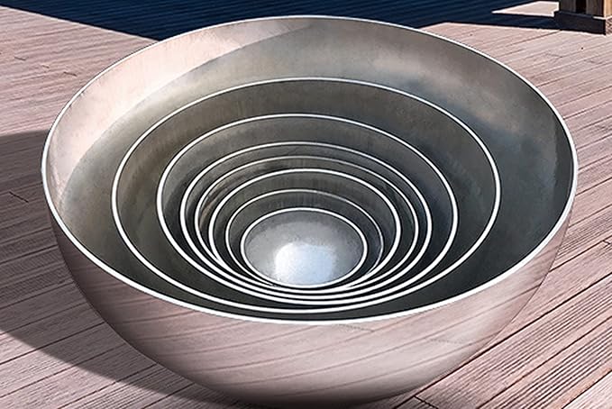 Nerien Gazing Ball, Stainless Steel Garden Mirror Globe, Polished Ornament Sphere, Hollow Floating Reflective Hemisphere, for Home Outdoor Pond Housewarming Swimming Pool Decoration, Sliver, 6Pcs Mix