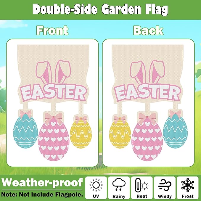 3 Set Seasonal Garden Flags with 8 Modes Solar LED Double Sided 12 x 18 Inch Small Yard Flags Outdoor Lighted Welcome Spring Easter St. Patrick's Day Clover Garden Decor for All Seasons