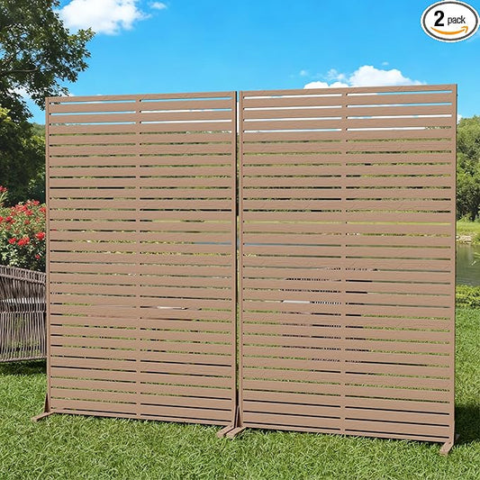 Privacy Screen Outdoor Freestanding Fence Panel, 72" H×47" W HDPE Decorative Screen Panel with Stand & 6 Panel, Air Conditioner Fence, Privacy Panels for Patio, Balcony, Garden, Backyard