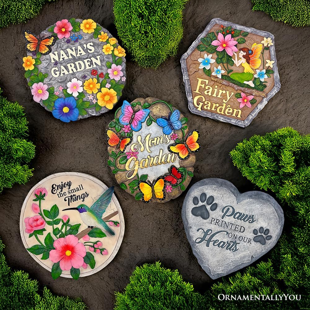 Elegant Resin Stepping Stone, Outdoor Garden Pathway Decoration (Enjoy The Small Things Hummingbird Stepping Stone, 9.5" Decorative Garden Appreciation Gift)
