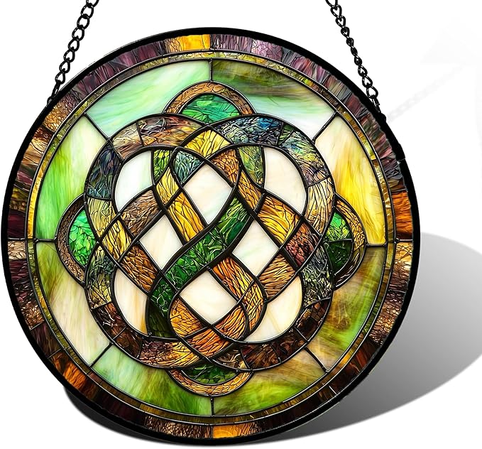 Stained Glass Window Hanging, Tiffany Abstract Totem Sun Catchers Colorful Glass Panel Bless Suncatcher Decor for Birthday for Women, Men, Wife, Aunt, and Mom 9.8 in