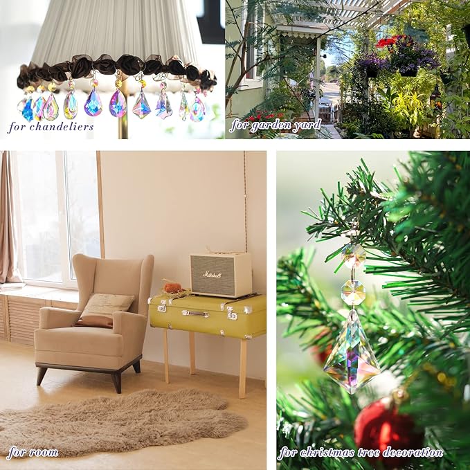 KANPURA Crystal Sun Catcher,12 Pack Hanging Ornament Crystals Prism Rainbow Maker for Home,Office,Garden Decoration(Colorful)