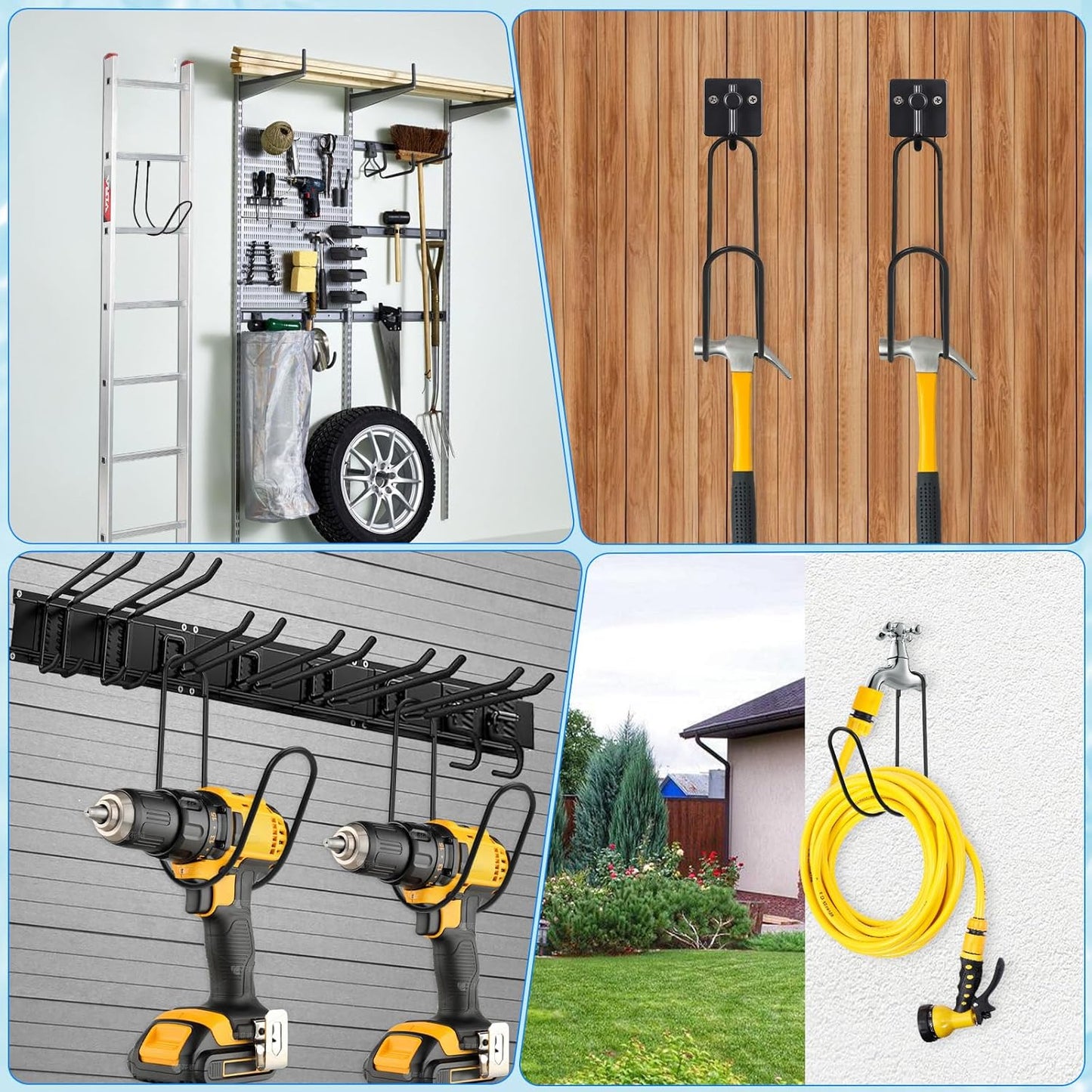 Garden Hose Holder Water Hose Storage Hook Hose Hanger,304Stainless Steel Solid Hose Hook Holds Up to 50Ft Hose Perfect for Garage, Garden, Tool Room(Chrome 1pcs)