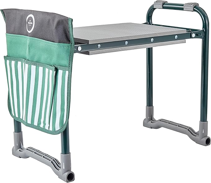 Garden Kneeler Seat Bench, Garden Kneeling Bench & Sunshade Umbrella, Ergonomic Handles, Folding Table, and Potting Mat, 10.2" Foam Knee Seat, Loading Capacity 330lbs - Gardening Gifts for Women, Men