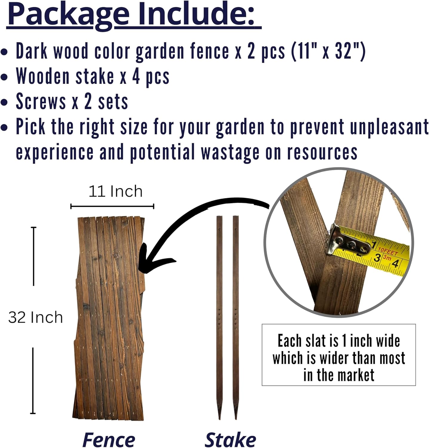 ShopLaLa Garden Fence - 2 Pack, Total 12ft (L) Wooden Lattice Flower Edging for Yard Lawn Landscape Patio Outdoor Decor, Expandable Plant Trellis Decorative Fences and Gates, Animal Barrier for Dogs