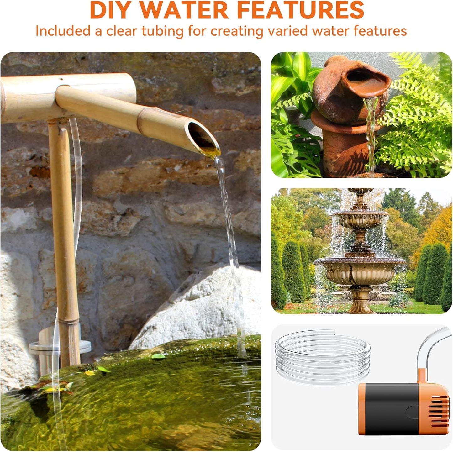 POPOSOAP Solar Water Pump Outdoor, 30 Watt Solar Powered Water Pump with 430GPH Solar Pump, 7 Nozzles, 6.6 Tubing DIY Water Feature for Pond, Fountain, Pool, Garden, Backyard