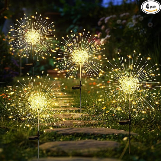 GIGALUMI Garden Outdoor Decor Lights 120LED 4Pack, Solar Garden Lights for Yard Outside Fairy Decorative,Solar Powered for Yard Pathway Flowerbed Planter Balcony Patio Decor（Warm White）