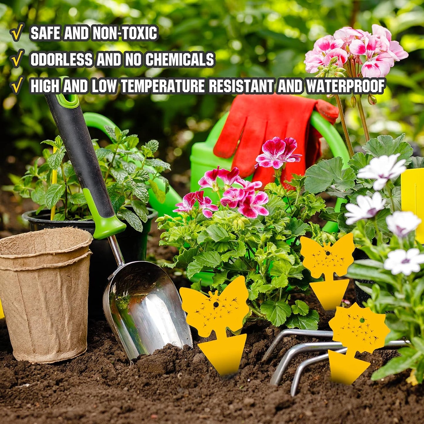 USKICH Sticky Trap Fruit Fly and Gnat Trap Sticky Bug Traps Fungus Traps for Indoor/Outdoor ，Insect Catcher for White Flies,Mosquitoes,Fungus Gnats,Lying Insects (36 Pcs Yellow)