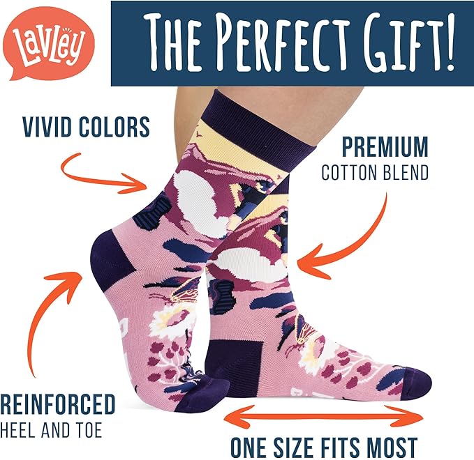Lavley Women's Funny Socks - Cute and colorful novelty socks for women and teens - Great gift for birthdays or holidays