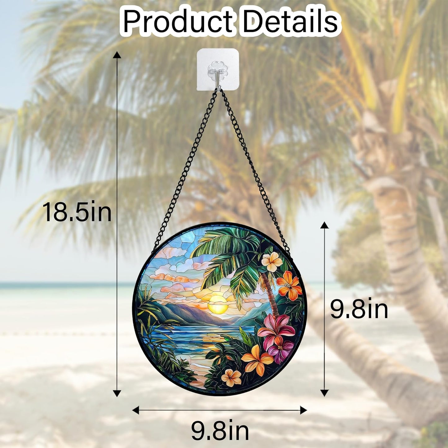 Stained Glass Window Hanging, Colorful Landscape Suncatcher for Doors Home Sun Catchers Decoration and Christmas, Mother's Day Birthday Gifts for Women, Men, and Mom 9.8 in