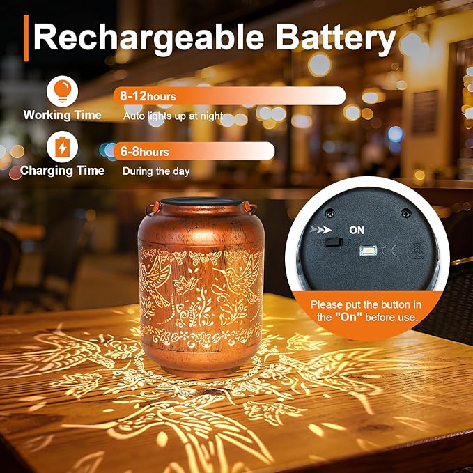 Hummingbird Solar Lanterns Outdoor Waterproof Birthday Gifts for Women Garden Decor Metal Hanging Solar Lights for Yard Hummingbird Thanksgiving Christmas Gardening Gifts for Mom Grandma